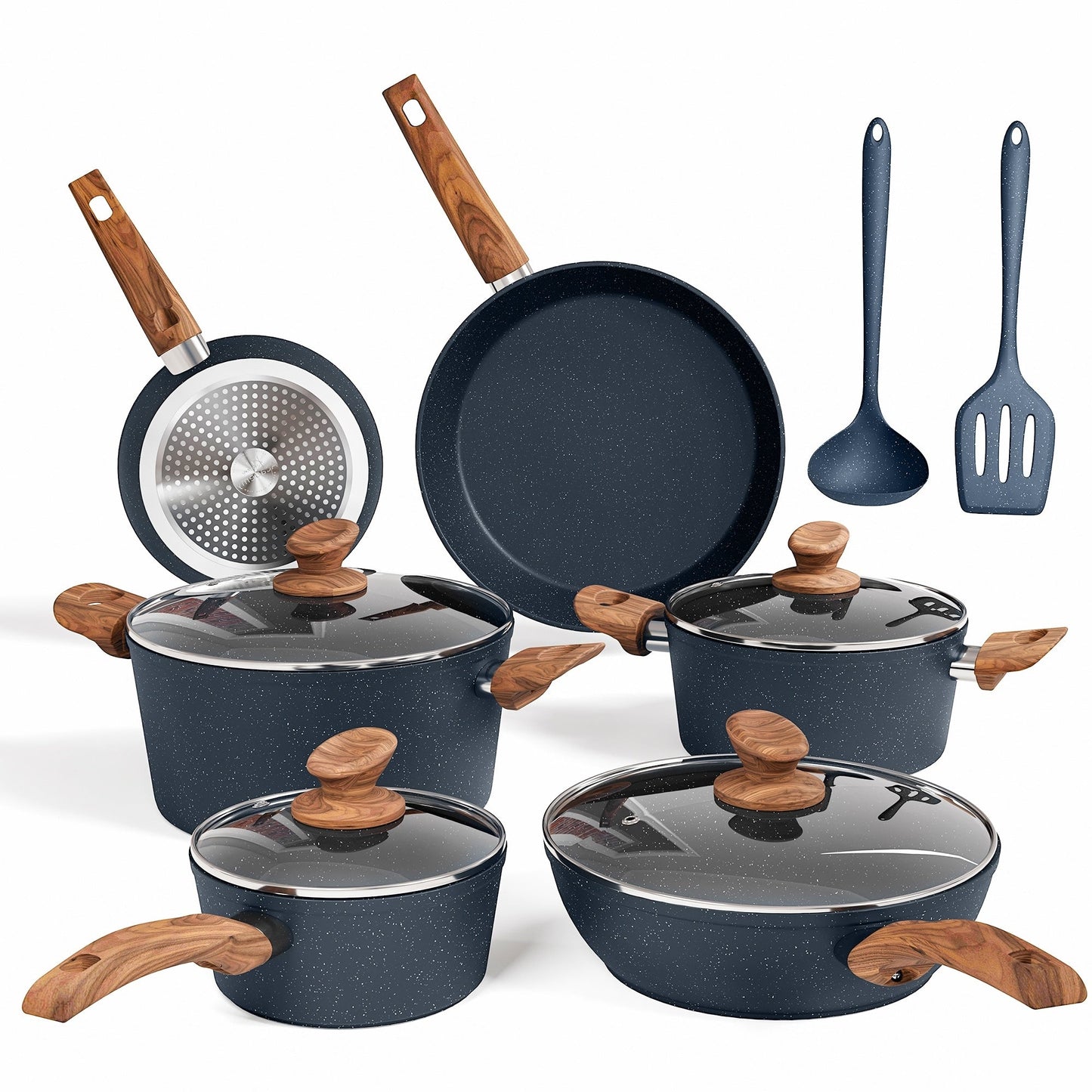 Kitchen Cookware Sets Nonstick, 12 Piece Pots and Pans Set Granite Cooking Set