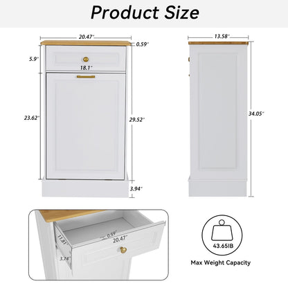 Kitchen Tilt Out Trash Cabinet Can Bin Storage Wooden Counter-top Waste Baskets with Drawer