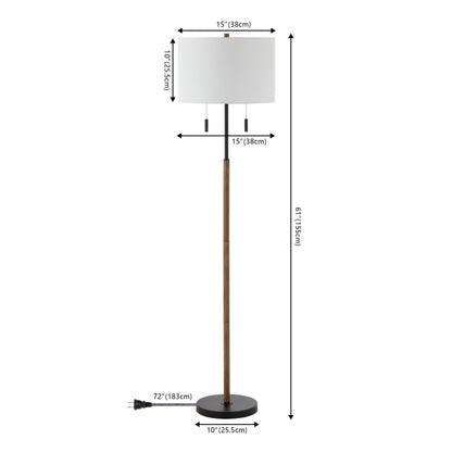 Koda 61 Rustic Farmhouse Iron Candlestick Pull Chains LED Floor Lamp, Brown Wood Finish/Black by JONATHAN Y