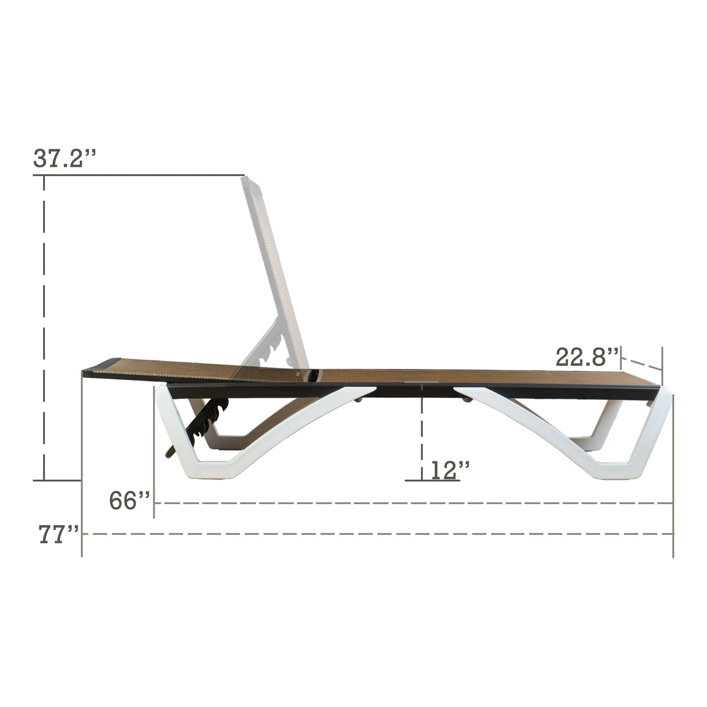 Kozyard Alan Full Flat Aluminum and Polypropylene Resin Legs Patio Reclining Adjustable Chaise Lounge