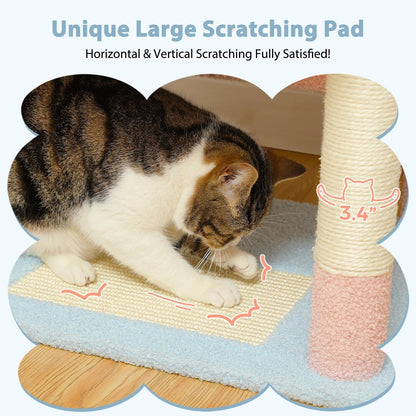 Large Cat Tower Cat Condo with Scratching Posts and Pads, 2 Padded Perch, Dual Condo and Basket