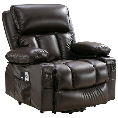 Large Power Lift Recliner Chair with Heat and 8-Point Massage - Remote Control, USB Port