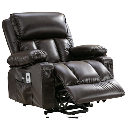 Large Power Lift Recliner Chair with Heat and 8-Point Massage - Remote Control, USB Port