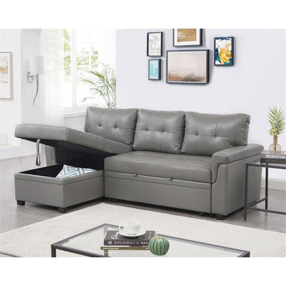 Convertible Reversible Sectional Sofa with Pull-Out Sleeper Bed, Hidden Storage Chaise, and Durable Legs