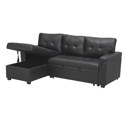 Convertible Reversible Sectional Sofa with Pull-Out Sleeper Bed, Hidden Storage Chaise, and Durable Legs