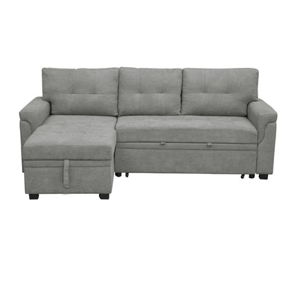 Convertible Reversible Sectional Sofa with Pull-Out Sleeper Bed, Hidden Storage Chaise, and Durable Legs