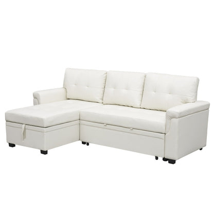 Convertible Reversible Sectional Sofa with Pull-Out Sleeper Bed, Hidden Storage Chaise, and Durable Legs