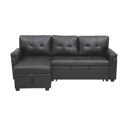 Convertible Reversible Sectional Sofa with Pull-Out Sleeper Bed, Hidden Storage Chaise, and Durable Legs