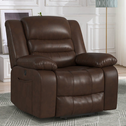 Leather Lift Recliner Chair With Dual Motor, Oversized Power Recliners With Electric Massage Heating