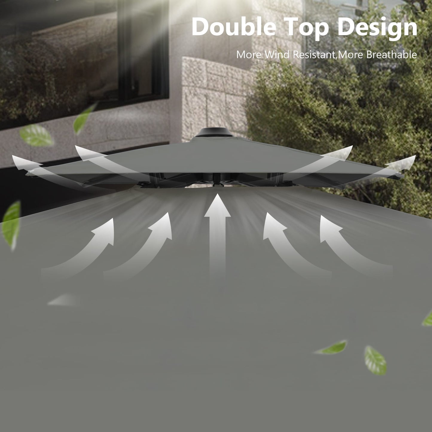 MAISON ARTS 12 FT Automatic Hydraulic Cantilever Umbrella Aluminum Pole 360 Degree Rotation