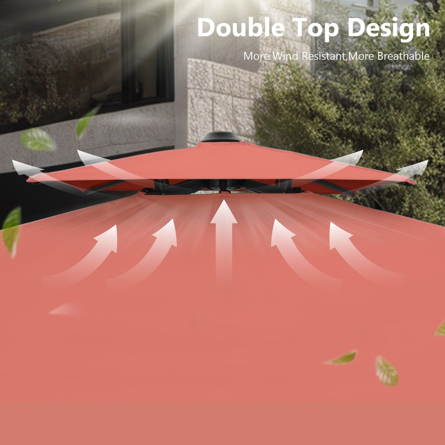 MAISON ARTS 12 FT Automatic Hydraulic Cantilever Umbrella Aluminum Pole 360 Degree Rotation