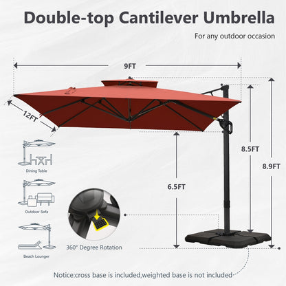 MAISON ARTS 12 FT Automatic Hydraulic Cantilever Umbrella Aluminum Pole 360 Degree Rotation