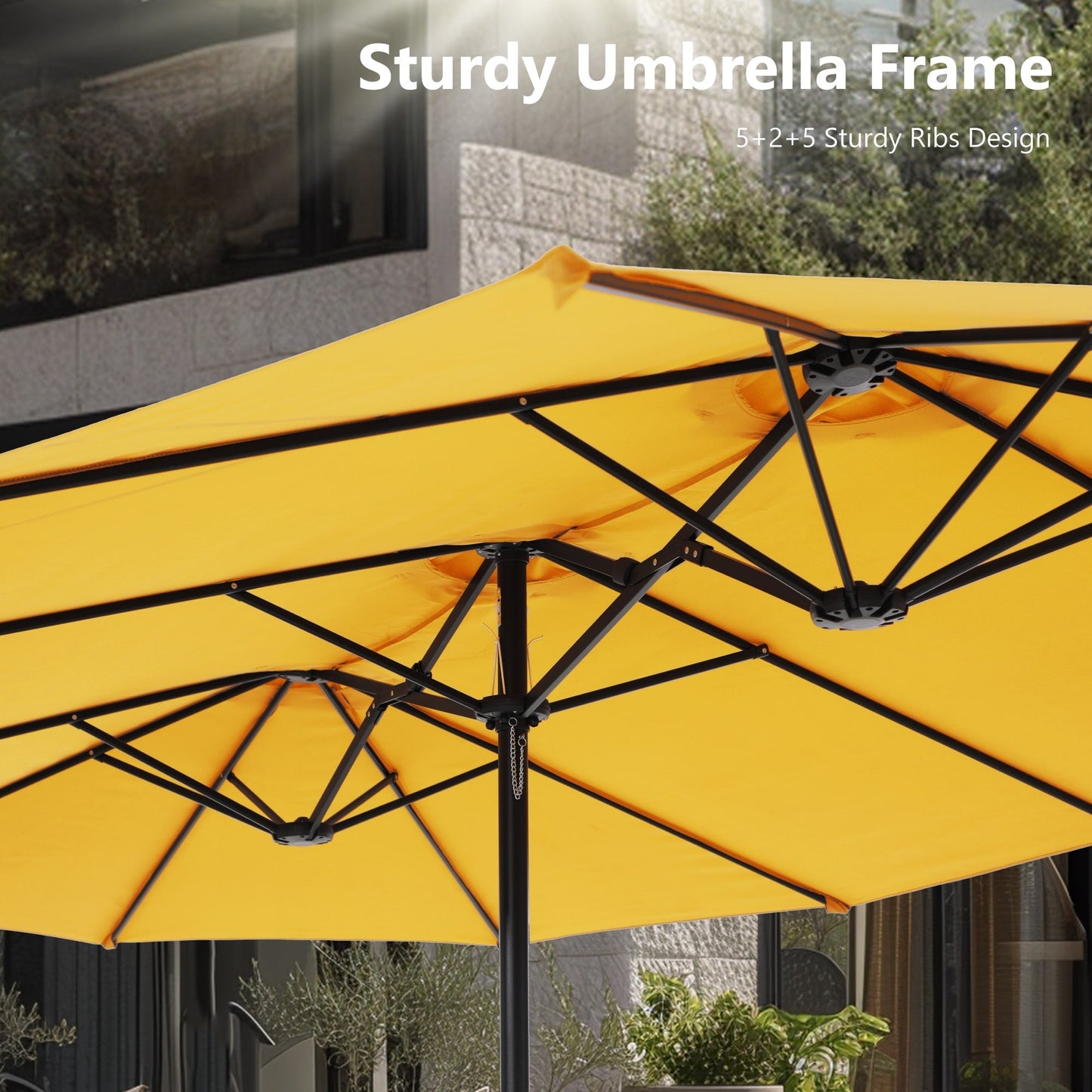 MAISON ARTS 15ft Double-Sided Patio Extra Large Twin Umbrella with Base Included