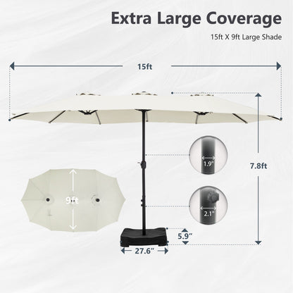 MAISON ARTS 15ft Double-Sided Patio Extra Large Twin Umbrella with Base Included