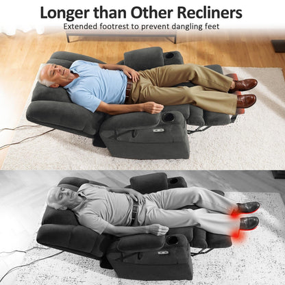 MCombo Large-Wide Dual Motor Power Lift Recliner with Massage and Dual Heating for Big and Tall Elderly, Fabric R7635
