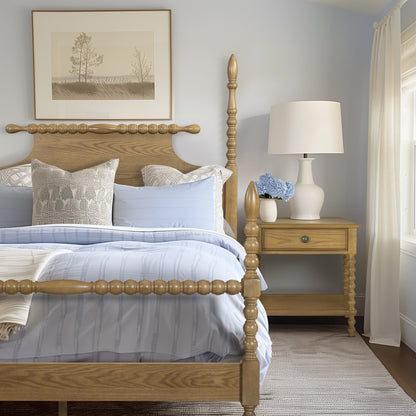 Madison Park Signature Beckett Turned Wood Spindle Nightstand with Drawer & Shelf