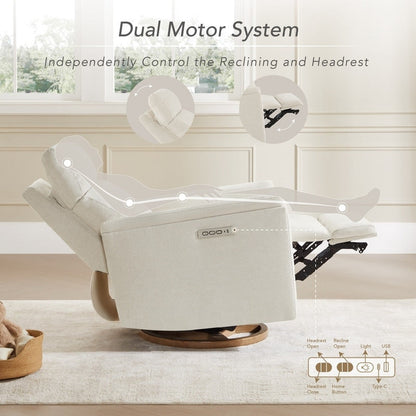 Maire Power Swivel Nursery Recliner Chair with Nightlight