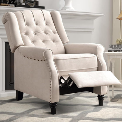 Pushback Recliner Chair, Fabric Armchair Push Back Recliner with Rivet Decoration, Single Sofa Accent Chair