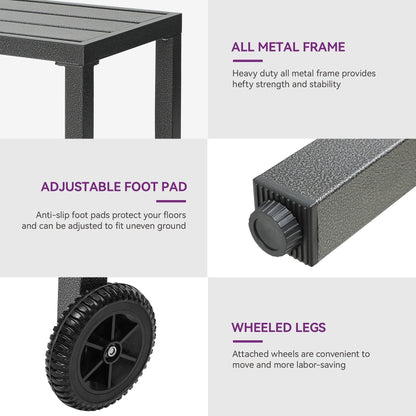 Moasis Patio Metal Counter Table Bar Table with Wheels