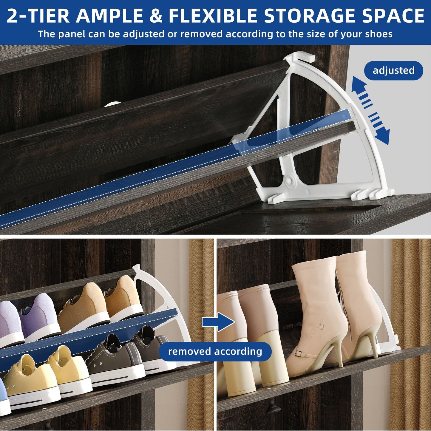 Moasis Shoe Storage Cabinet Organizer with 2 Compartments for Entryway Hallway