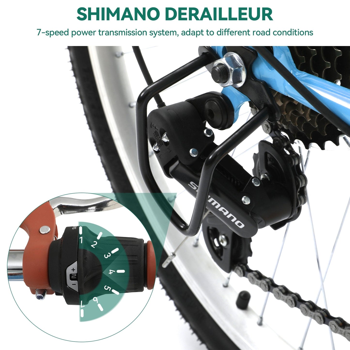 Moasis24/ 26 7-speed Cruiser Bike Adjustable Step Through Bike Commute Bike Bicycle