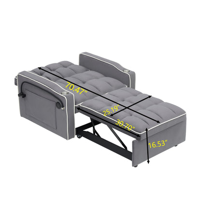 Modern 70.86 3 in 1 Single Convertible Sofa Bed with Adjustable Back and USB Charging Port for Living Room