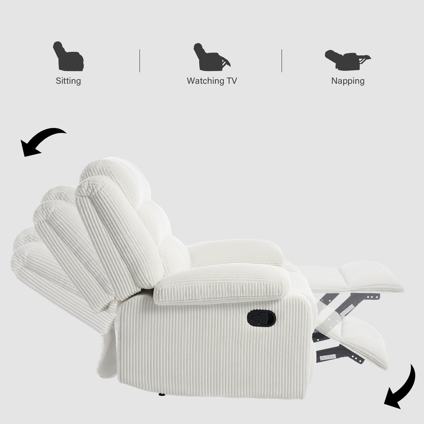 Modern Corduroy Manual Recliner Chair, Lounger Adjustable Recliners with Wide Armrest