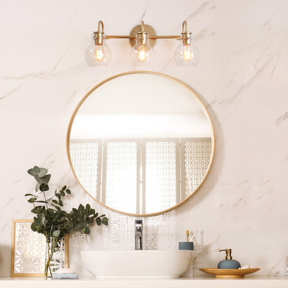 Modern Gold 3-Light Bathroom Vanity Light Orb Glass Wall Sconce