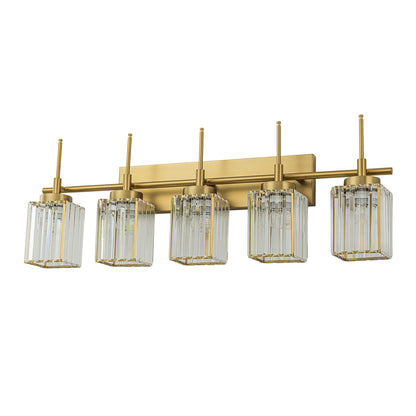 Modern Gold Dimmable Wall Light Glam Cylinder Bathroom Crystal Vanity Light Wall Sconces