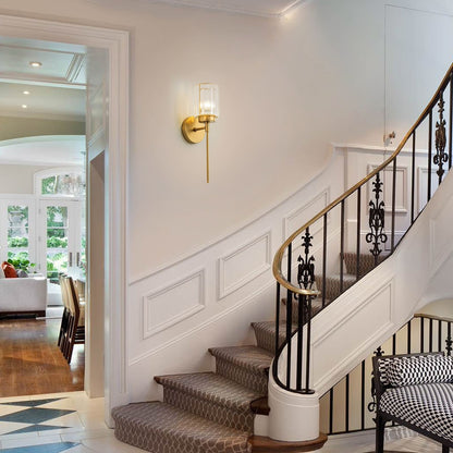 Modern Gold Dimmable Wall Light Glam Cylinder Bathroom Crystal Vanity Light Wall Sconces