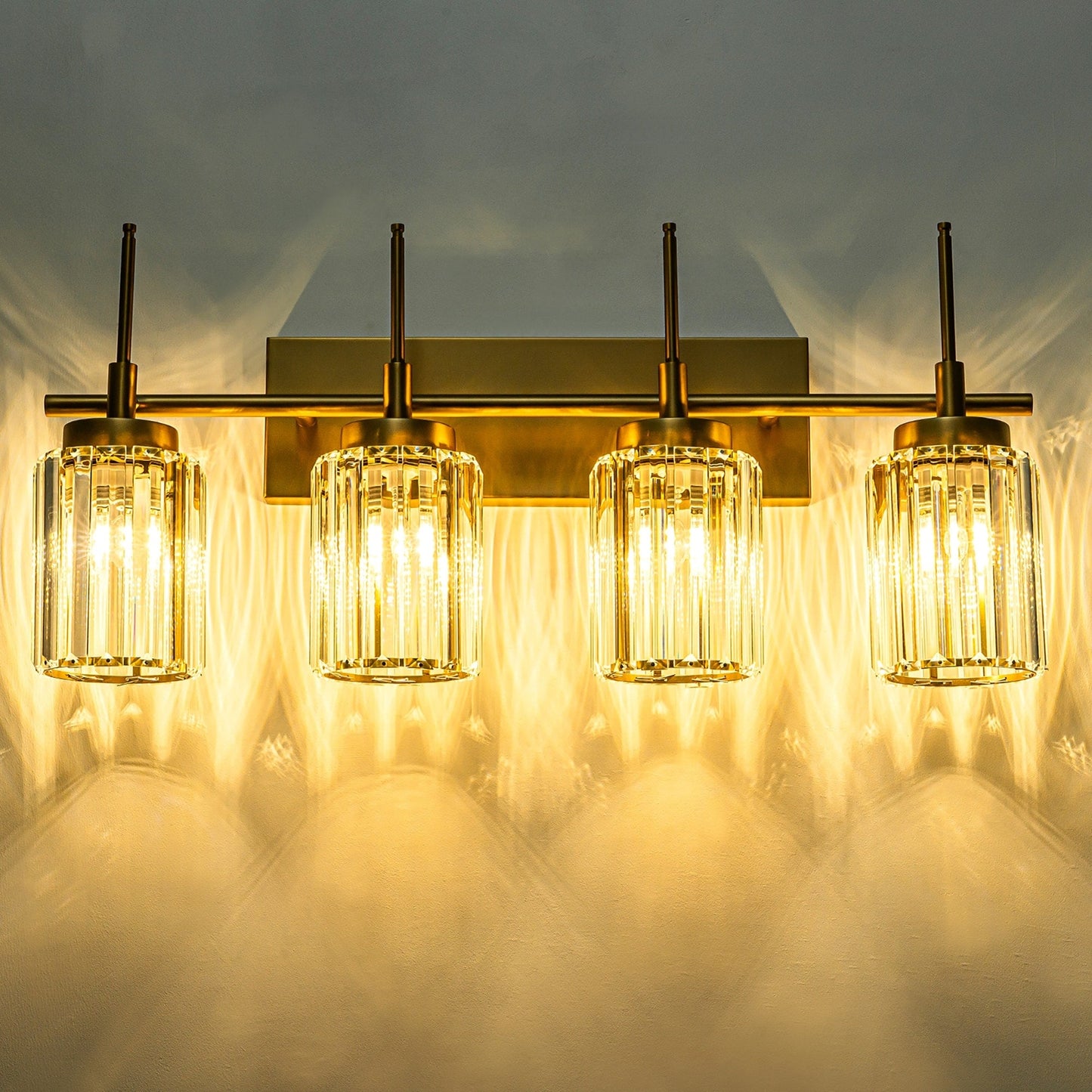 Modern Gold Dimmable Wall Light Glam Cylinder Bathroom Crystal Vanity Light Wall Sconces