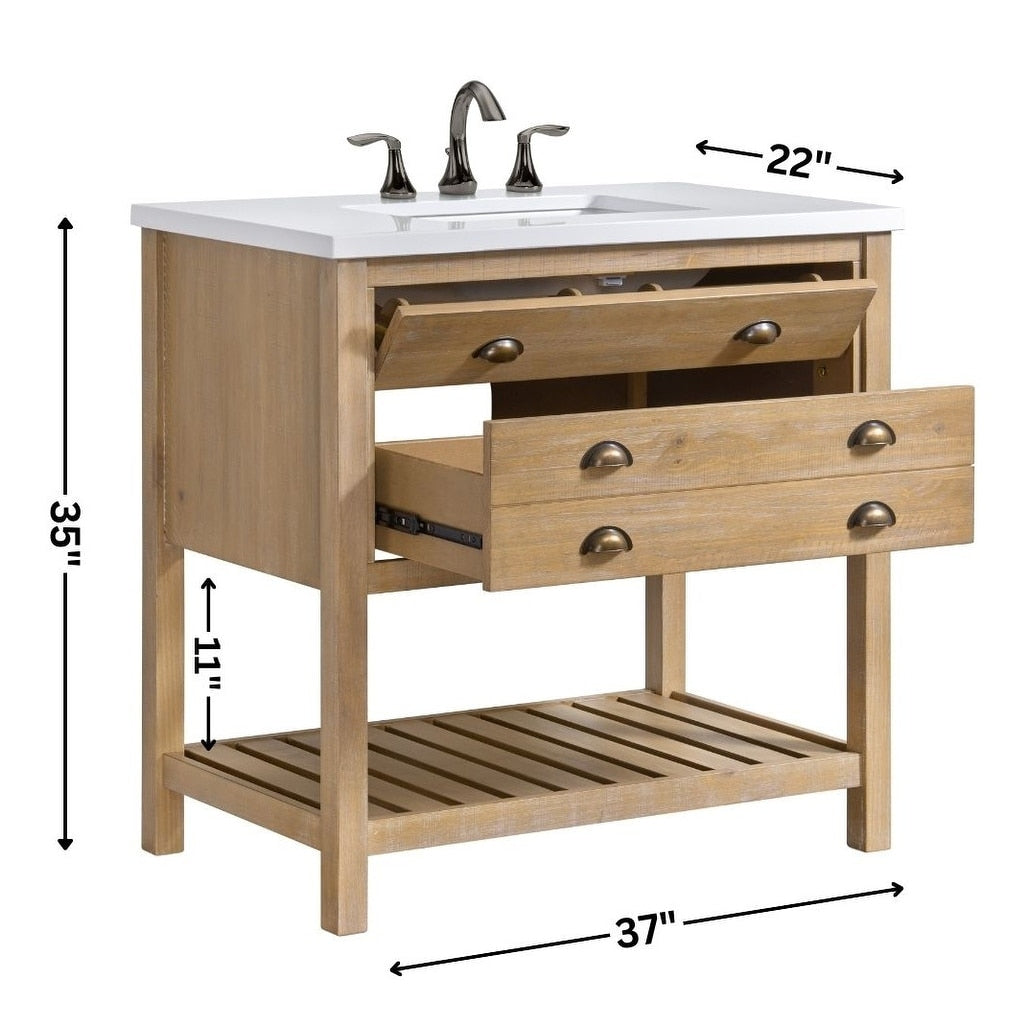 Monterey 37 Farmhouse Single Bathroom Vanity with Top