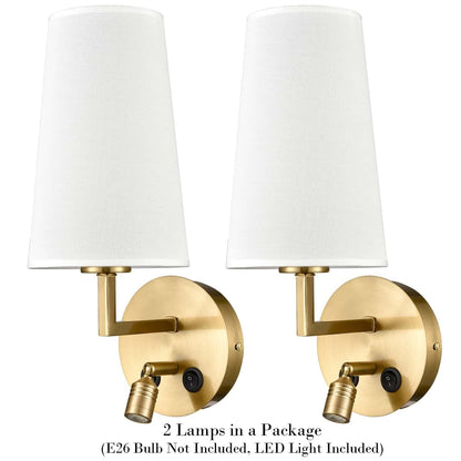 Morbihan Wall Sconce Set of 2 Fabric Wall Lamp with USB Port and Switch