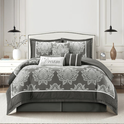 Nanshing Tiana 7 Piece Traditional Damask Comforter Set