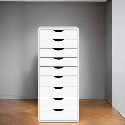 Narrow Wooden 9-Drawer Cabinet with Smooth-Glide Drawers and Top Storage Shelf