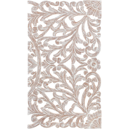 Norma Floral Hand Carved Natural Wooden 48x28-inch 3-Panel Wall Art