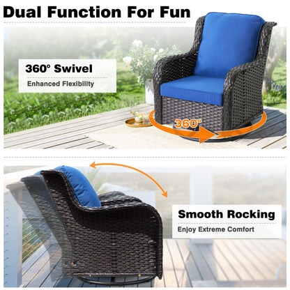 OVIOS 8-piece Patio Wicker Furniture Swivel Chair Set