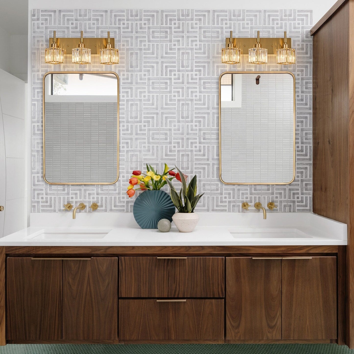 Ora Modern Dimmable Crystal Bathroom Light Fixtures Over Mirror Glam Vanity Lights