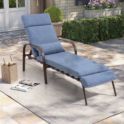 Outdoor Adjustable Patio Chaise Lounge Chair with Cushion Beach Poolside