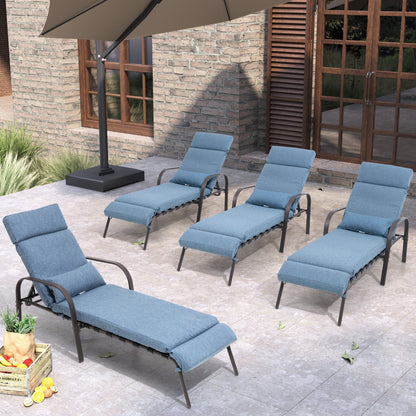 Outdoor Adjustable Patio Chaise Lounge Chair with Cushion Beach Poolside