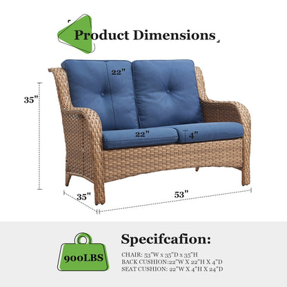 Gymojoy Outdoor Loveseat Wicker Sofa Set Rattan Sofa