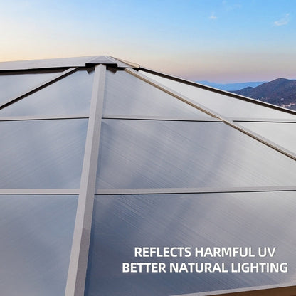 Hardtop Gazebo for Backyard – Permanent Pergola with Netting, Curtains & Double Roof, All-Weather Outdoor Shelter