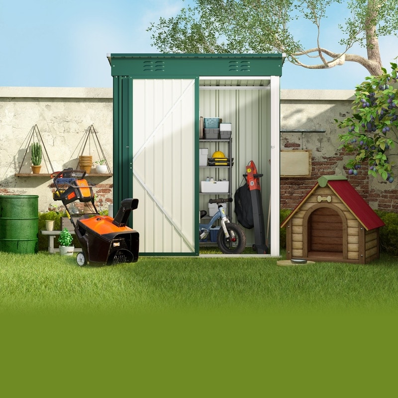 Outdoor Storage Metal Shed Garden Tool Shed with Lockable Door for Patio Furniture and Tools