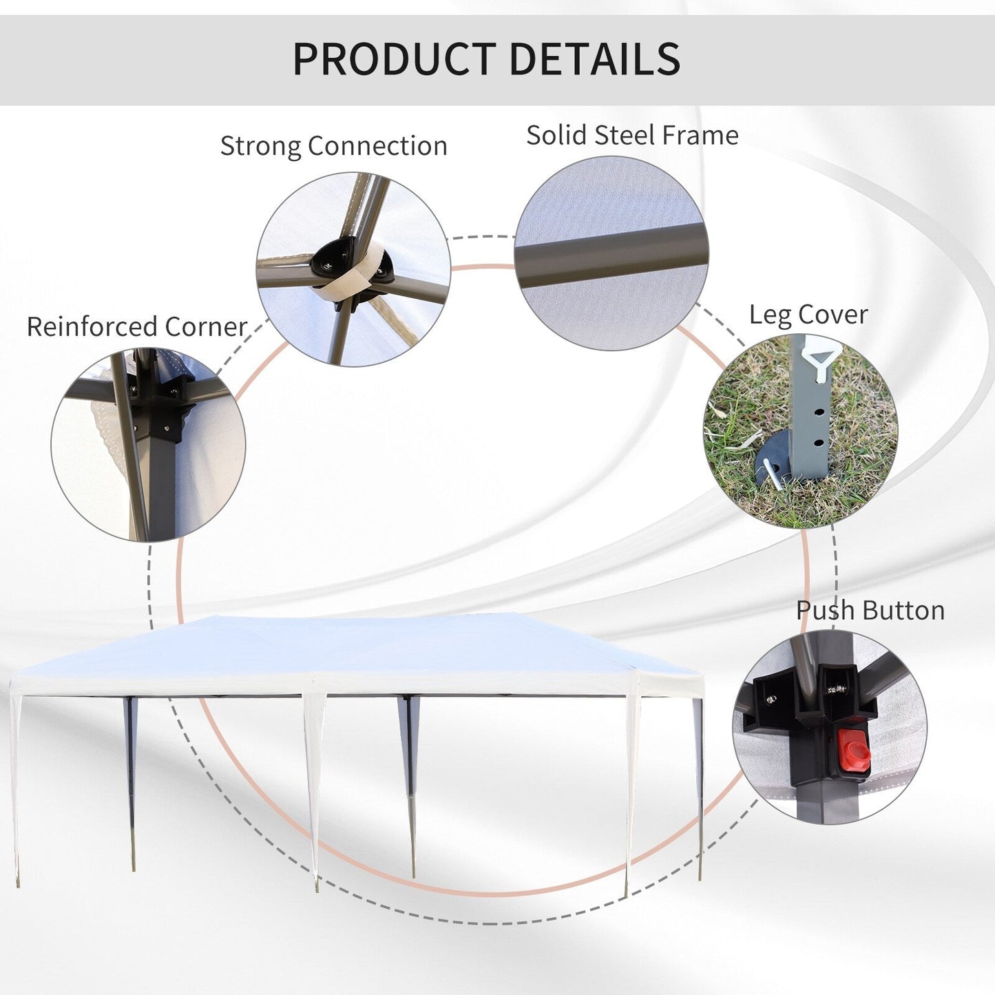 Outsunny Heavy Duty Pop Up Canopy with Sturdy Frame, UV Fighting Roof, Carry Bag for Patio, Backyard, Beach, Garden