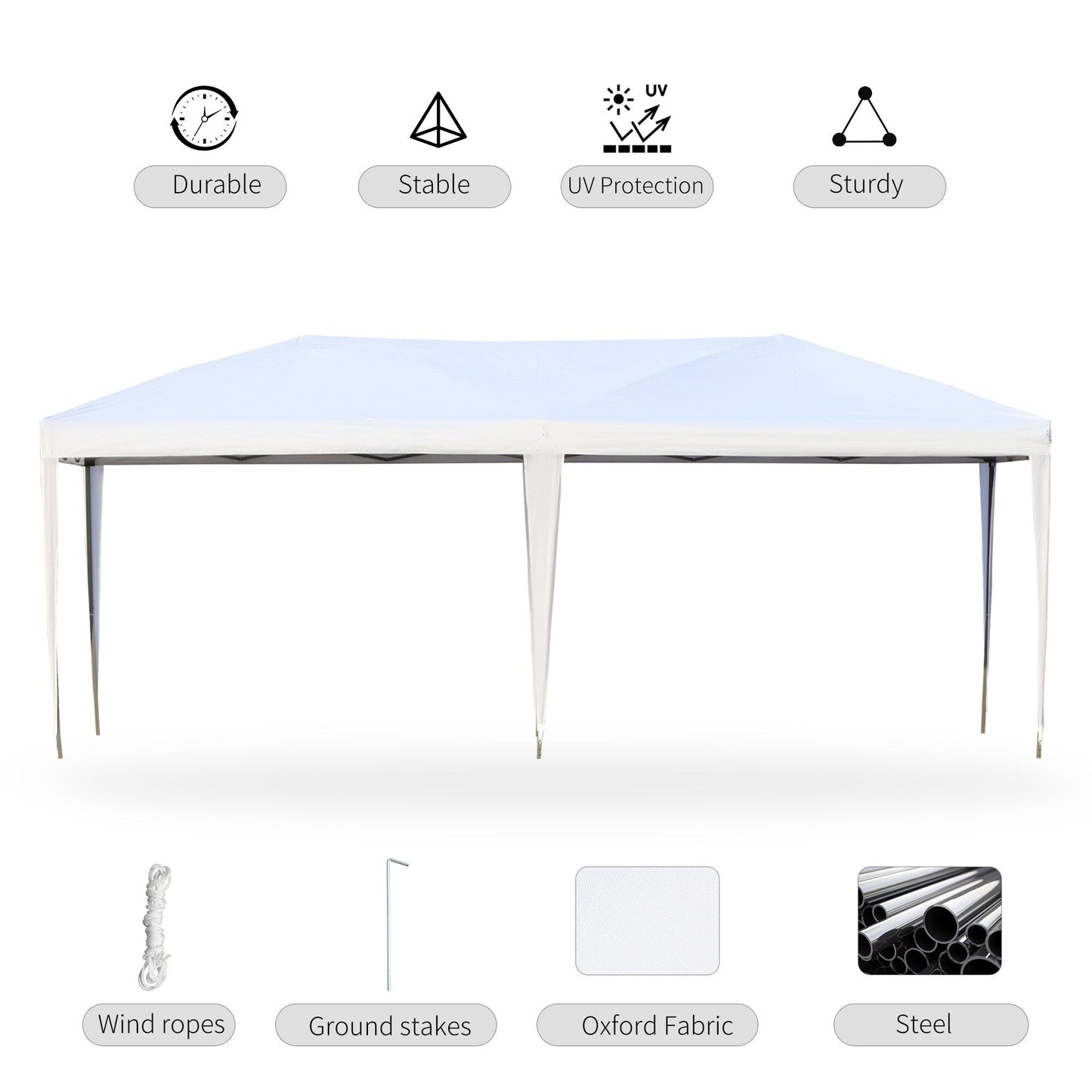 Outsunny Heavy Duty Pop Up Canopy with Sturdy Frame, UV Fighting Roof, Carry Bag for Patio, Backyard, Beach, Garden