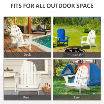 Outsunny Folding Adirondack Chair, HDPE Outdoor All Weather Plastic Lounge Beach Chairs for Patio Deck and Lawn Furniture