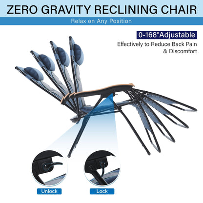 Oversize XL Padded Zero Gravity Lounge Chair Wider Armrest Adjustable Recliner with Cup Holder - N/A