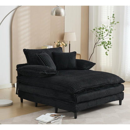 Oversized Chaise Lounge Fluffy Corduroy Sofa Bed Adjustable