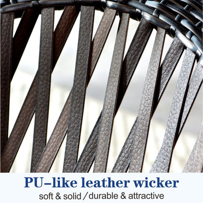 OVIOS 3-piece Patio Rocking Chair Bistro Set with Glass Coffee Table