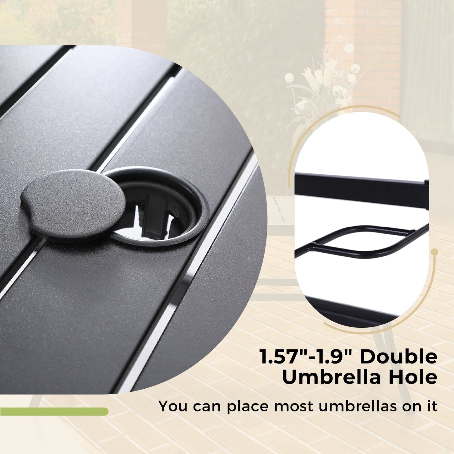 MAISON ARTS 6-Piece Patio Dining Set with 10ft 3 Tier Auto-tilt Umbrella: 4 Metal Outdoor Chairs 1 Metal Square Dining Table